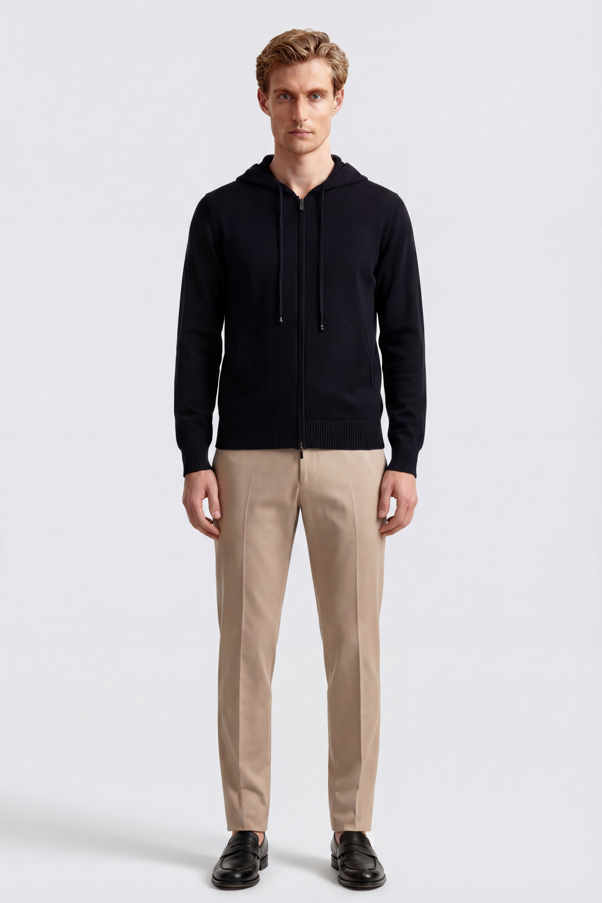 Cotton Hooded zip Sweatshirt | Man, Clothing, Knitwear, Sweater